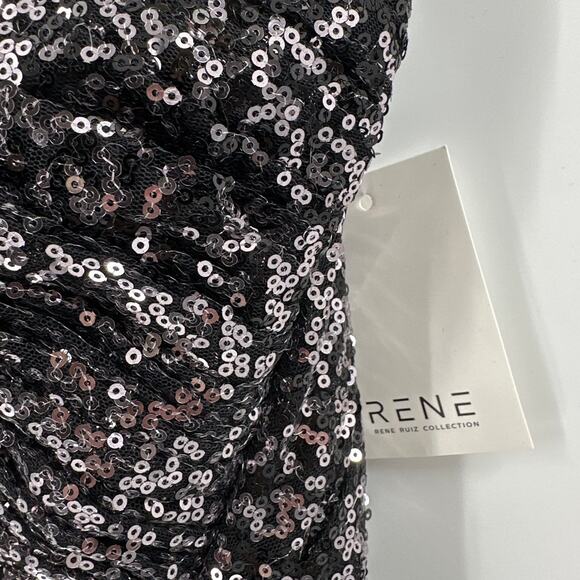 Rene Ruiz One Shoulder Twist Front Ombre Sequin Gown Size 10 - Picture 9 of 12